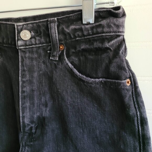 Abercrombie Fitch Mom Short High Rise Size 25/0 Denim Cutoffs Shorts Black - Picture 4 of 14